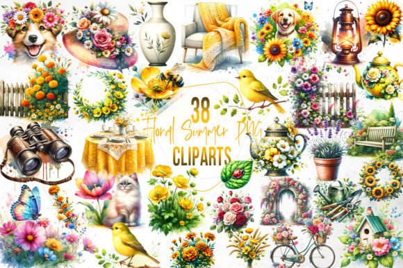 Download Watercolor Floral Summer Clipart Bundle - Clipart bundle Collection