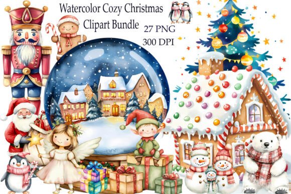 Download Watercolor Cozy Christmas Clipart Bundle - Clipart bundle Collection