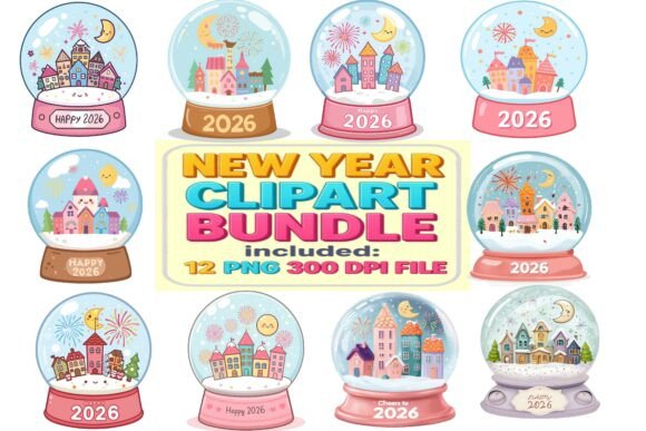 Download New Year Snow Globe Clipart Bundle 2026 - Clipart bundle Collection