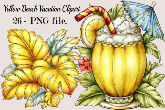 Download Yellow Beach Vacation Clipart Bundle - Clipart bundle Collection