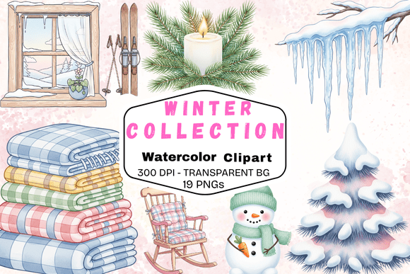 Download Cozy Winter Watercolor Clipart Bundle - Clipart bundle Collection