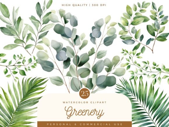 Download Watercolor Greenery Clipart Bundle - Clipart bundle Collection
