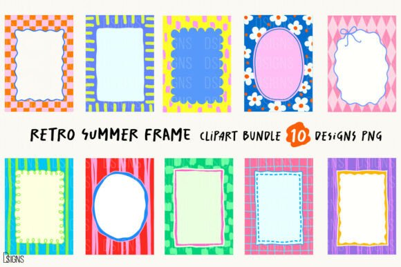 Download Retro Summer Frame Clipart Bundle - Clipart bundle Collection