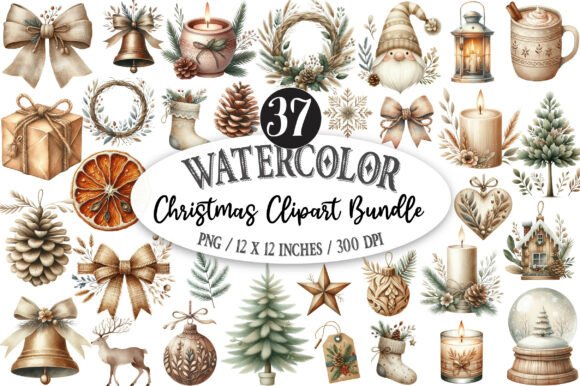 Download Neutral Rustic Christmas Clipart Bundle - Clipart bundle Collection