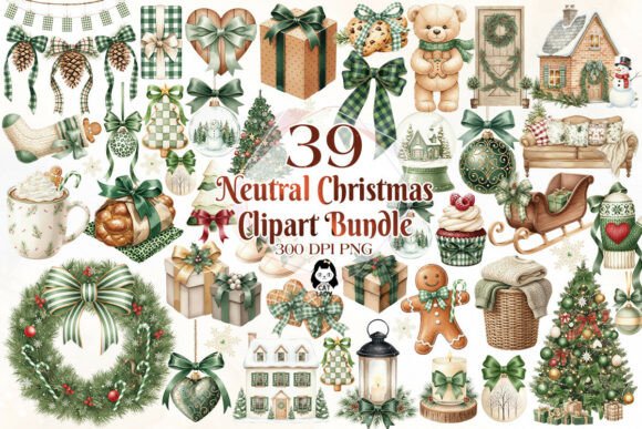 Download Neutral Rustic Christmas Clipart Bundle - Clipart bundle Collection