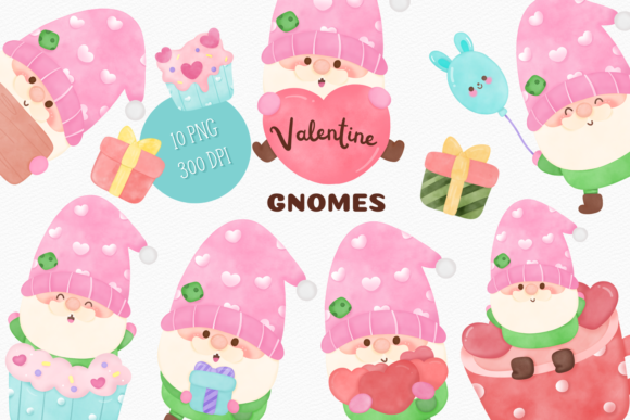 Download Watercolor Gnome Valentines Day Kawaii - Valentines Collection
