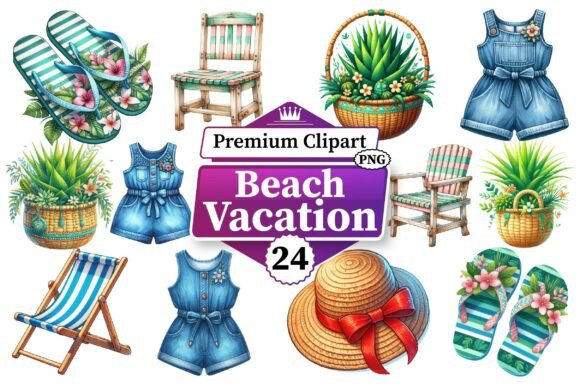 Download Beach Vacation Clipart Bundle PNG - Clipart bundle Collection
