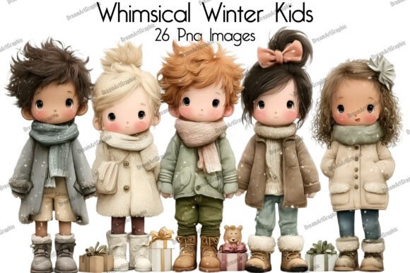 Download Whimsical Winter Kids Clipart Bundle - Clipart bundle Collection