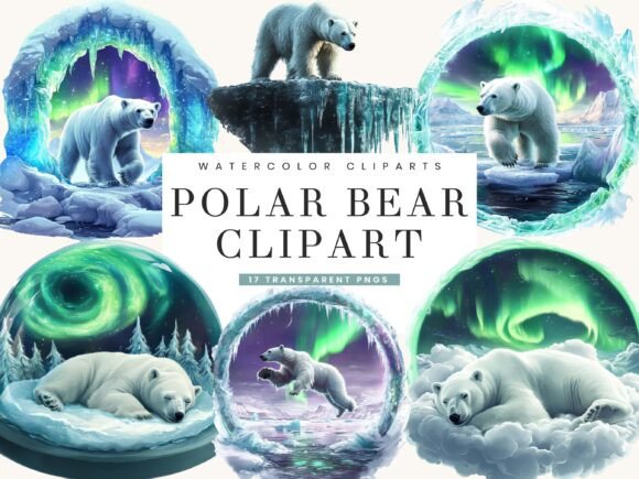 Download Watercolor Polar Bear Clipart Bundle - Clipart bundle Collection