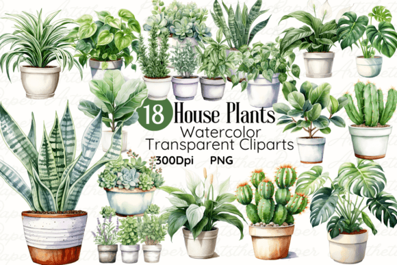 Download Watercolor House Plants Clipart Bundle - Clipart bundle Collection