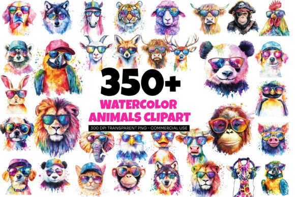 Download 357 Watercolor Animal Clipart Bundle - Clipart bundle Collection