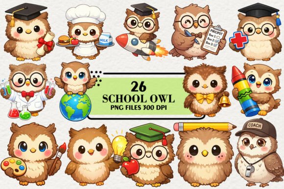 Download Kawaii Owl Back to School Clipart Bundle - Clipart bundle Collection