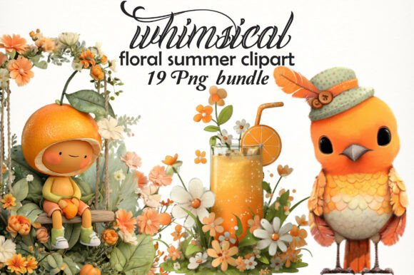 Download Whimsical Floral Summer Clipart Bundle - Clipart bundle Collection