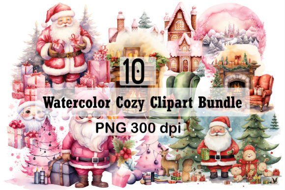 Download Watercolor Cozy Christmas Clipart Bundle - Clipart bundle Collection