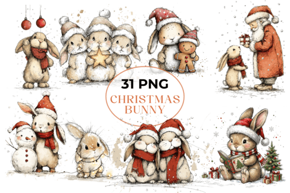Download Whimsical Christmas Bunny Clipart Bundle - Clipart bundle Collection