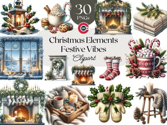 Download Cozy Christmas Holiday Clipart Bundle - Clipart bundle Collection