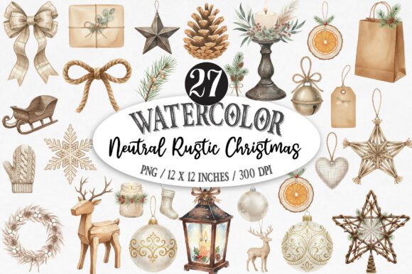 Download Neutral Rustic Christmas Clipart Bundle - Clipart bundle Collection