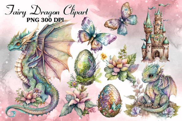 Download Fairy Dragon Sublimation Clipart Bundle - Clipart bundle Collection