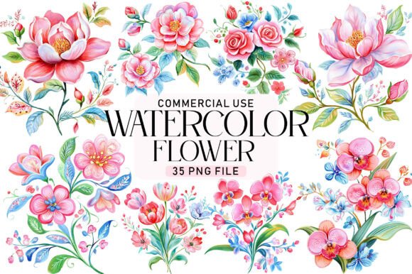 Download Watercolor Flower Clipart Bundle - Clipart bundle Collection
