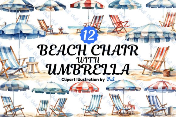 Download Beach Chair with Umbrella Clipart Bundle - Clipart bundle Collection