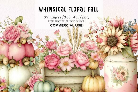 Download Whimsical Floral Fall Clipart Bundle - Clipart bundle Collection