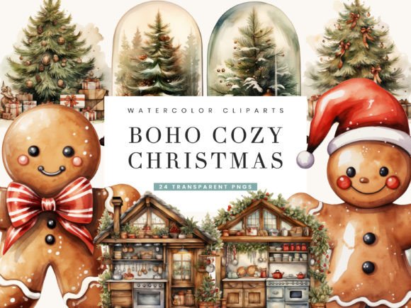 Download Boho Cozy Christmas Clipart Bundle - Clipart bundle Collection