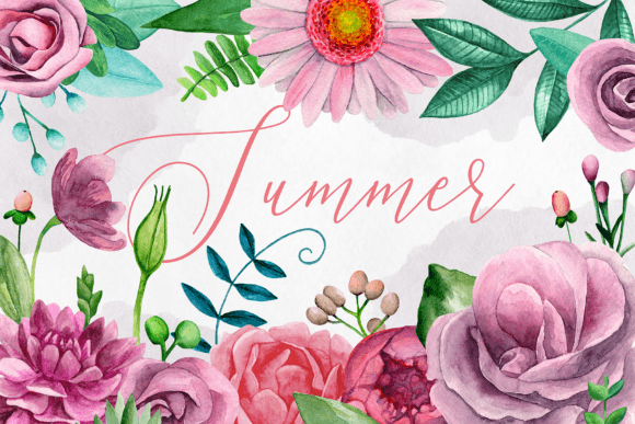 Download Watercolor Floral Summer Clipart Patter - Floral summer clipart Collection