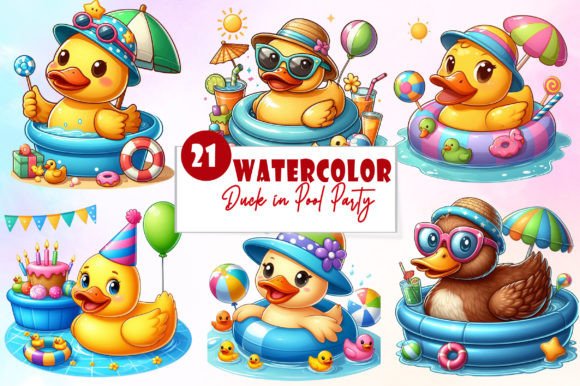 Download Duck in Pool Party Clipart Bundle - Clipart bundle Collection