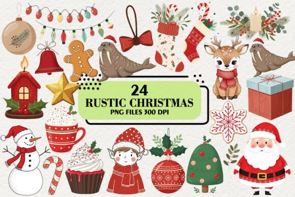Download Cute Rustic Christmas Clipart Bundle - Clipart bundle Collection