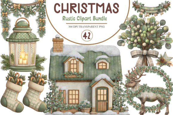 Download Rustic Christmas Clipart Bundle - Clipart bundle Collection