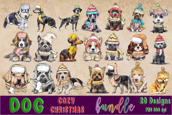 Download Dog Cozy Christmas Clipart Bundle - Clipart bundle Collection
