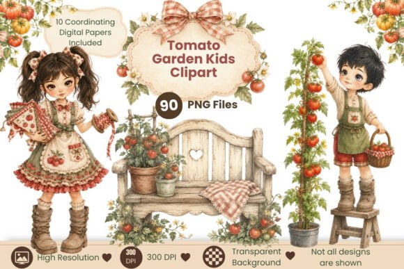 Download Tomato Garden Kids Clipart Bundle - Clipart bundle Collection