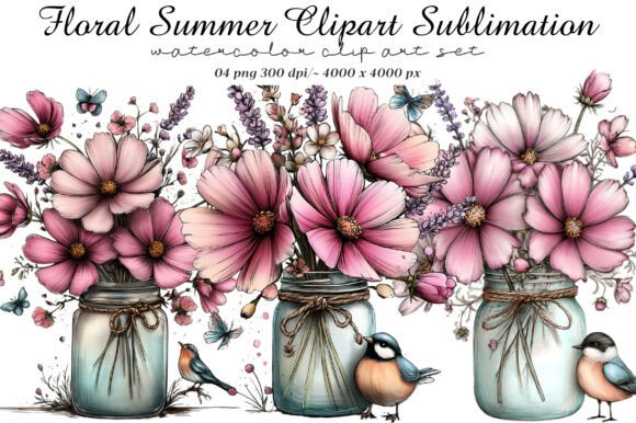 Download Floral Summer Clipart Sublimation - Floral summer clipart Collection