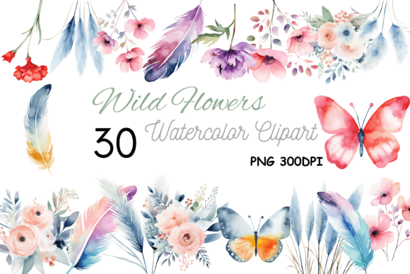 Download Watercolor Wild Floral Clipart - Premium Resources