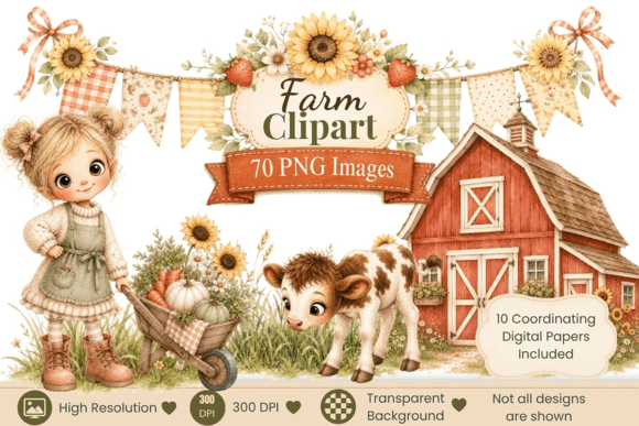 Download Watercolor Farm Clipart Bundle - Clipart bundle Collection
