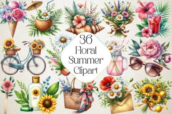 Download Floral Summer Sublimation Clipart - Premium Bundle