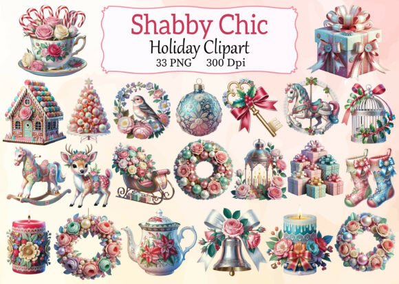 Download Shabby Chic Holiday Clipart Bundle - Clipart bundle Collection