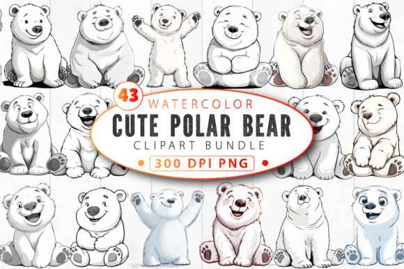 Download Funny Cute Polar Bear Clipart Bundle - Clipart bundle Collection