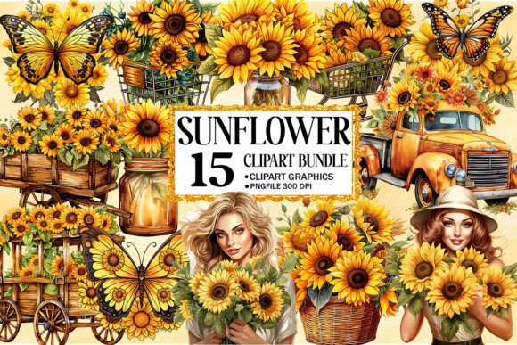 Download Sunflower Watercolor Clipart Bundle - Clipart bundle Collection