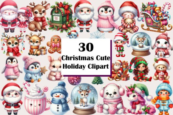 Download Christmas Cute Holiday Clipart Bundle - Clipart bundle Collection