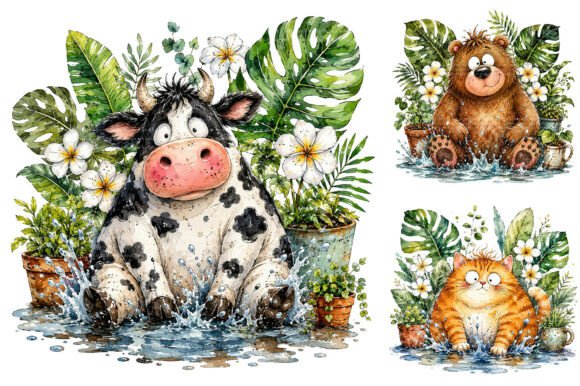 Download Funny Splashing Animal Clipart Bundle - Clipart bundle Collection